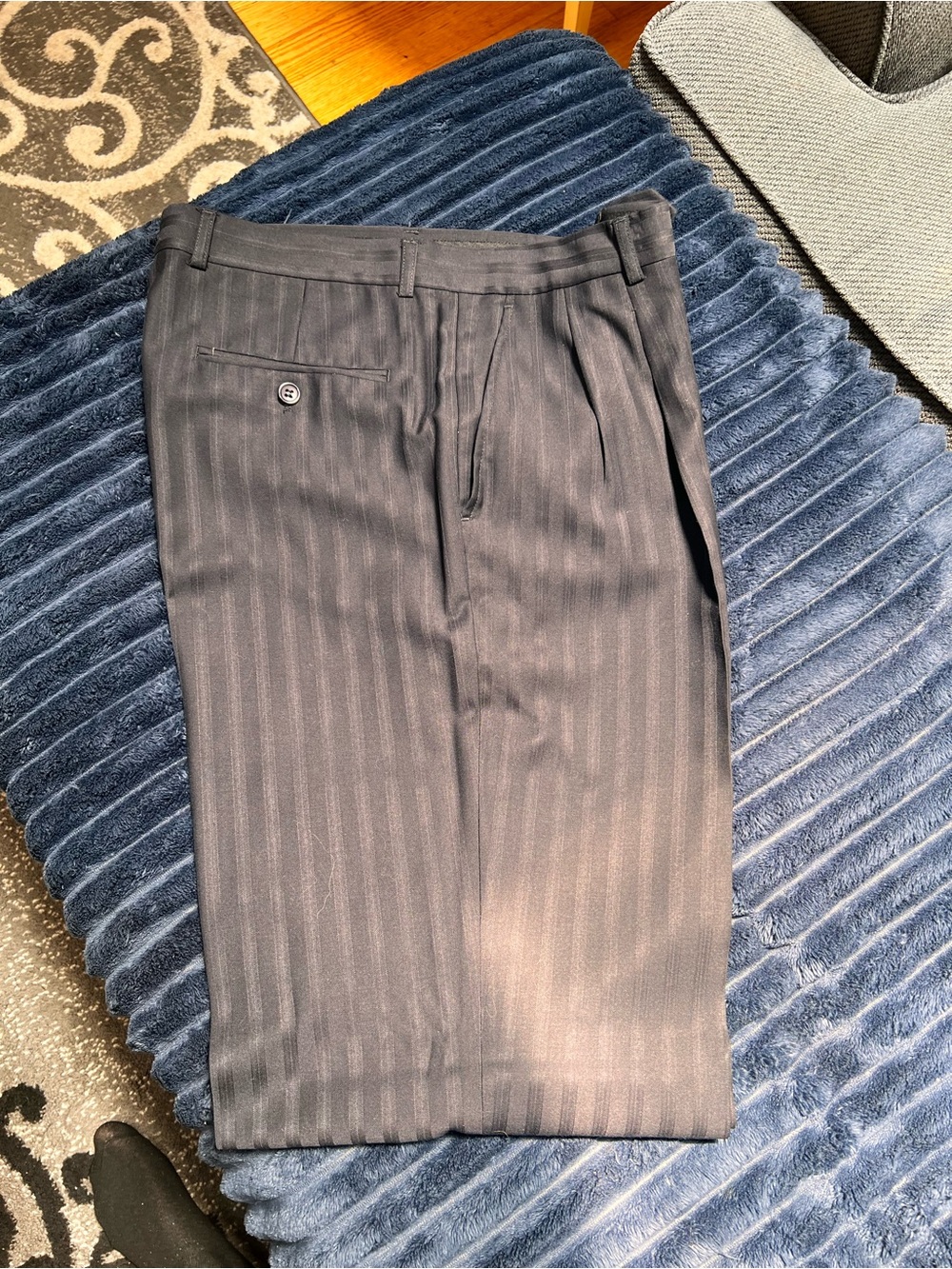 Men's Pinstripe Dress Pants in Dark Gray